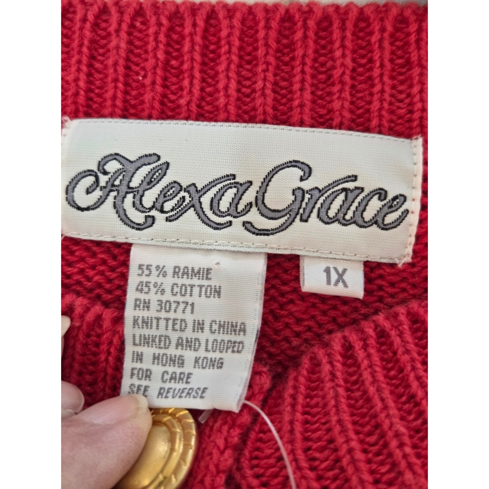 Alexa Grace 90s Patriotic Cardigan 1X Red Americana Stars Stripes Embellished - Picture 6 of 10